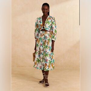NWT FARM Rio Tropical Paradise Midi Skirt